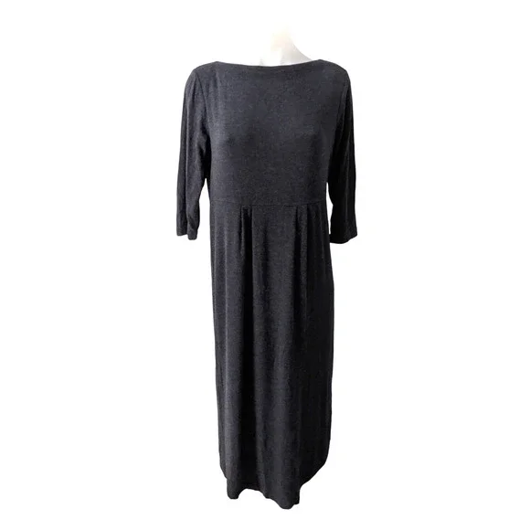 J. Jill | Dresses | J Jill Petite Sz Small Shift Midi Dress Dark Grey Wool  Blend 34 Sleeve Stretch | Poshmark